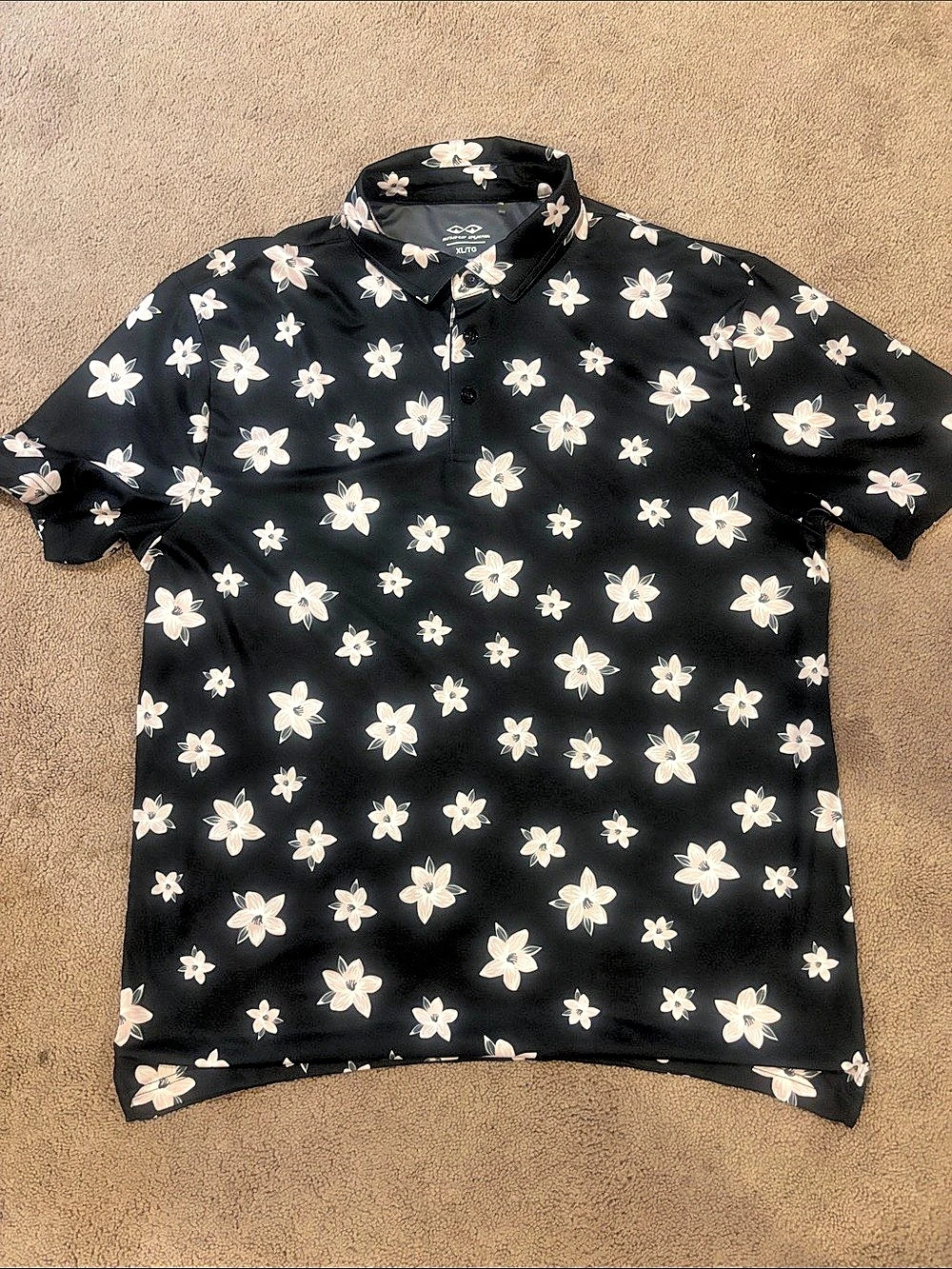 Snake Eyes Azalea Print Golf Polo Black & Pink